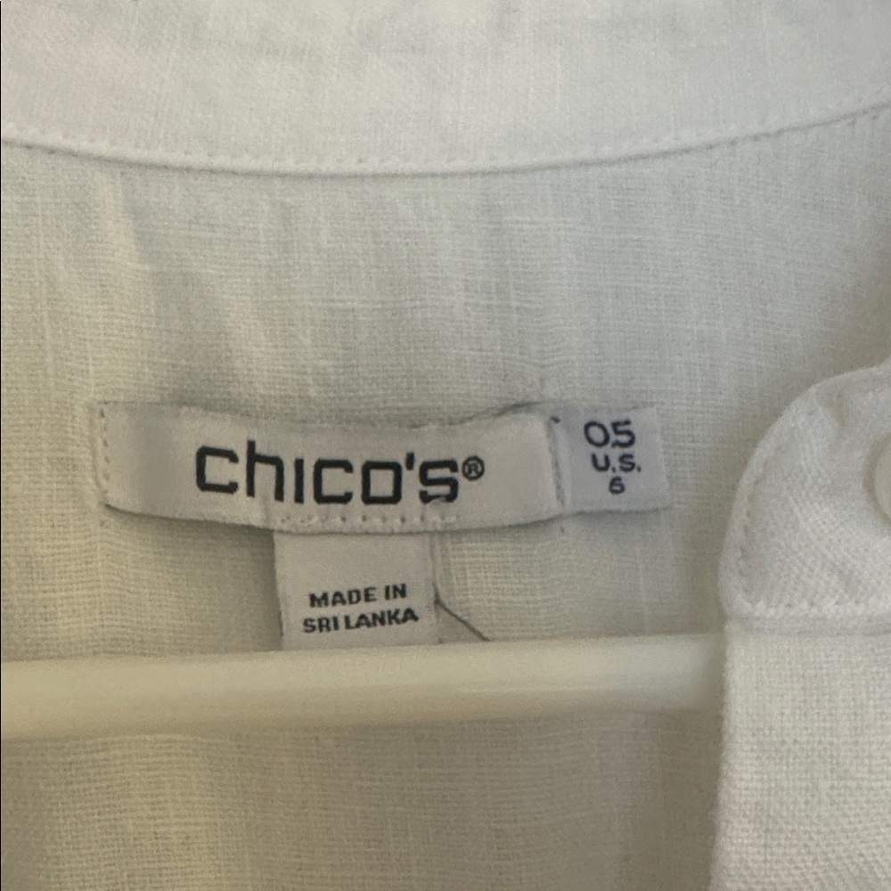 Chico's Linen Embroidered Palms Dress. - Picture 6 of 8